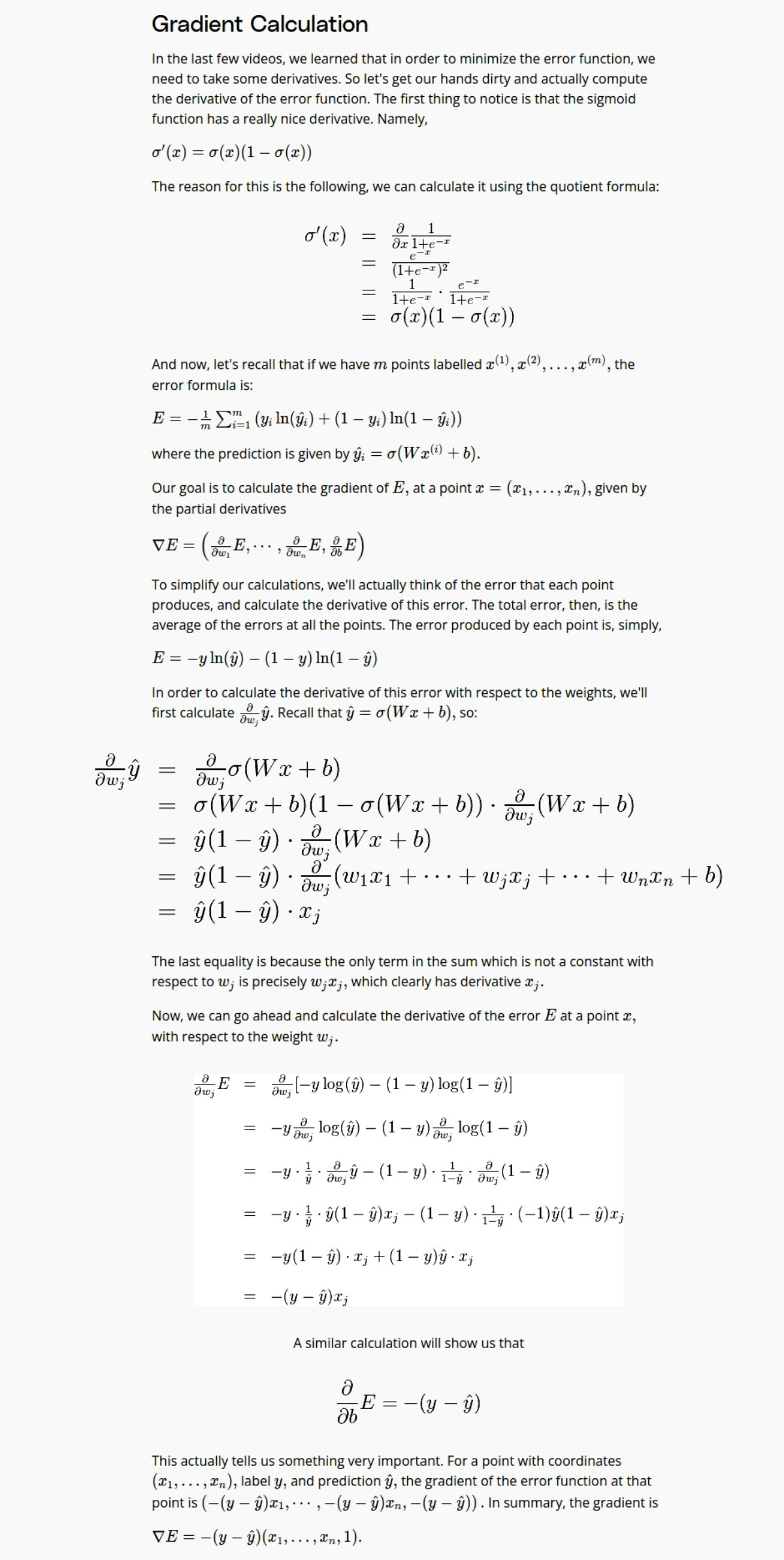 Gradient Calculation