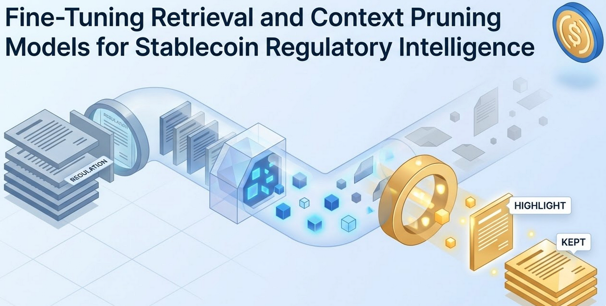 Fine-Tuning Retrieval and Context Pruning Models for Stablecoin Regulatory Intelligence